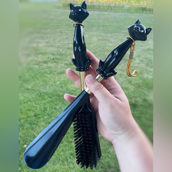 Vintage Other Vintage 95s Black Cat Shoe Horn Brush Set Poshmark